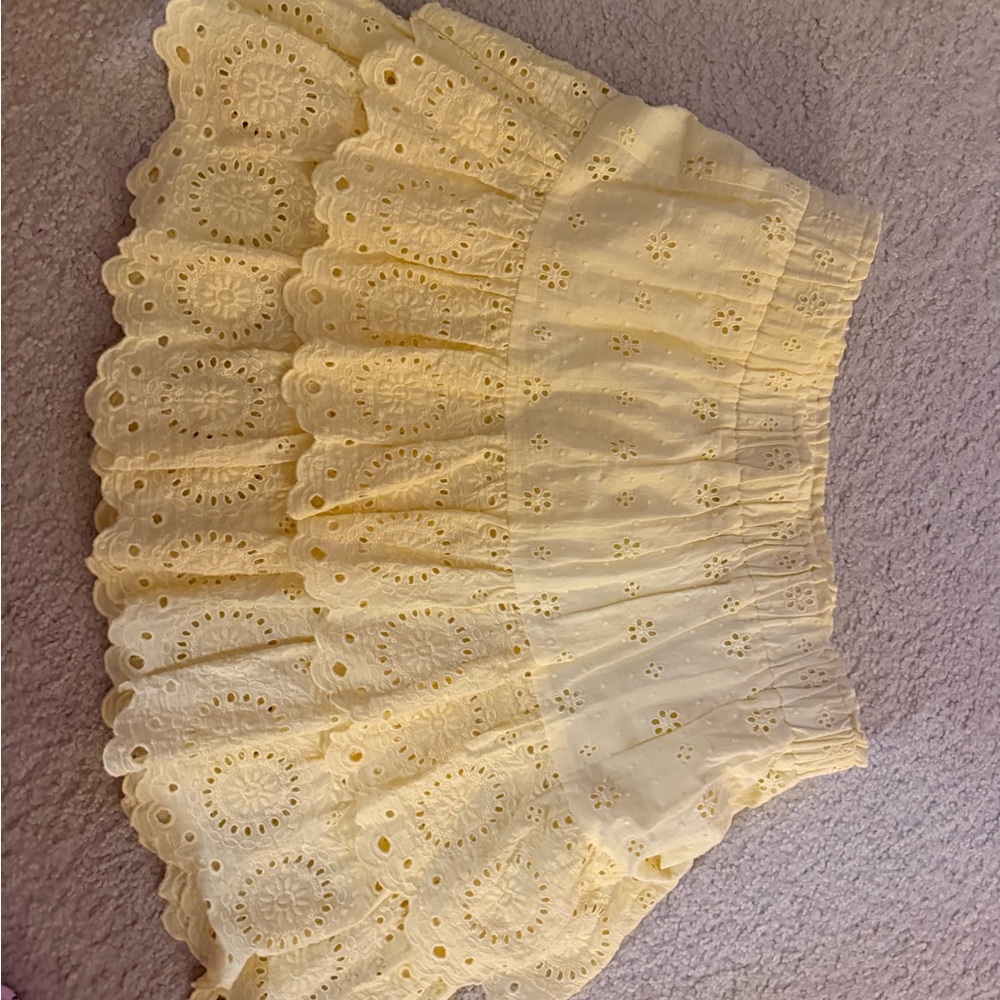 LOFT Sunny Yellow Eyelet A-Line Skirt